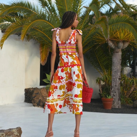 NWT CELIAB Women Red Sunstone Floral Tiered Midi Dress, Sz S - Picture 4 of 6